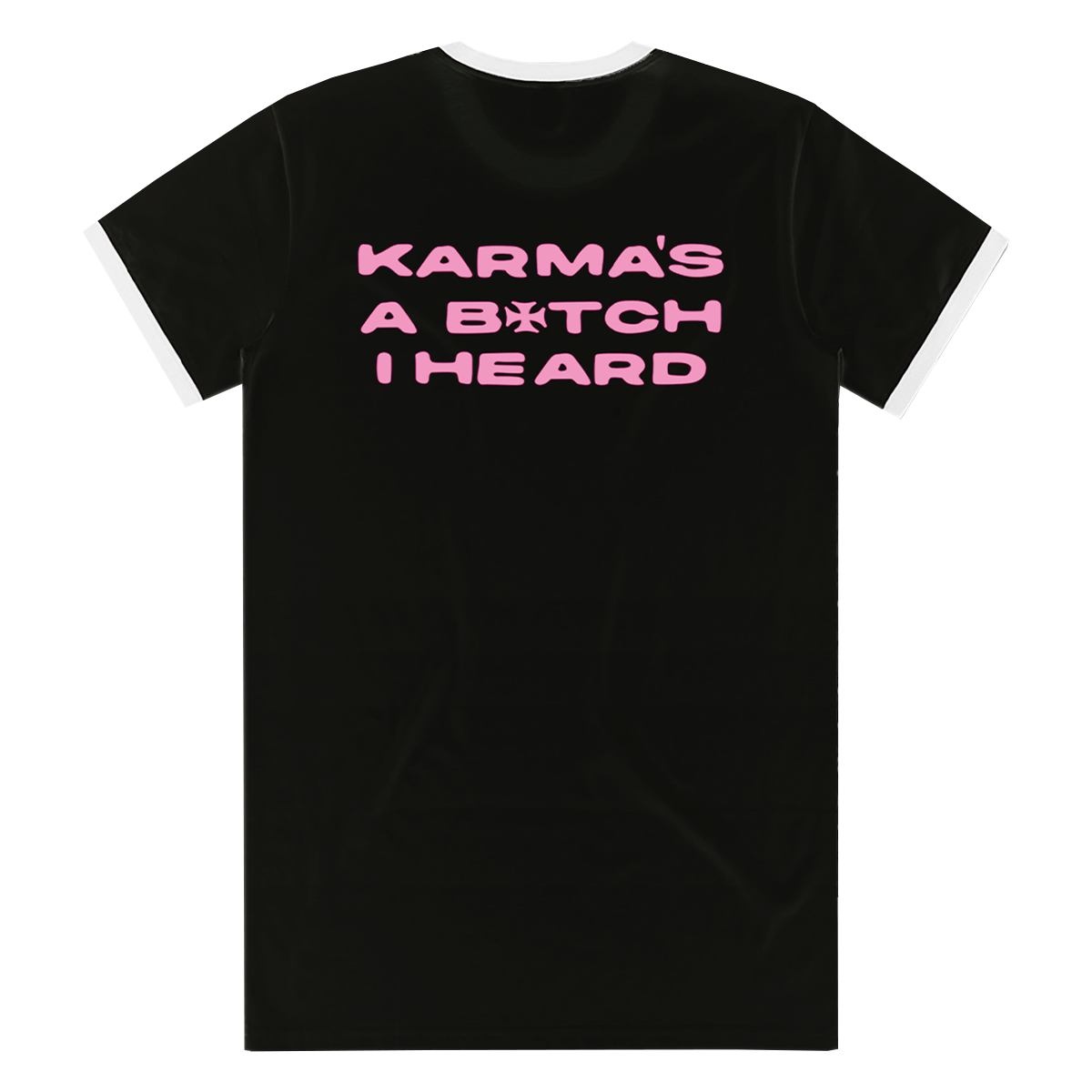 A classic black ringer tee with contrasting white ribbed binding at the neckline and sleeves, with custom Mod Sun artwork on the front and back.