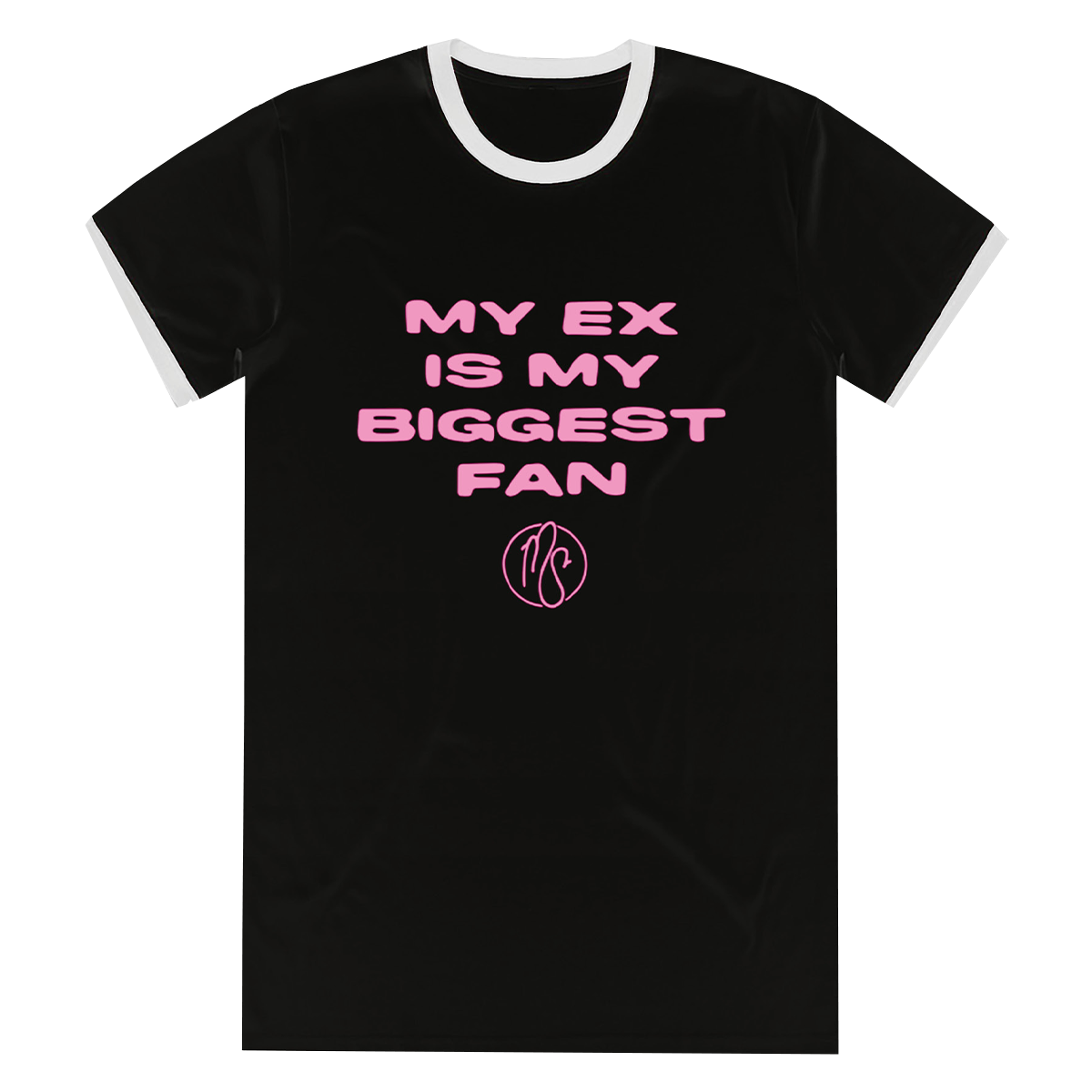 A classic black ringer tee with contrasting white ribbed binding at the neckline and sleeves, with custom Mod Sun artwork on the front and back.