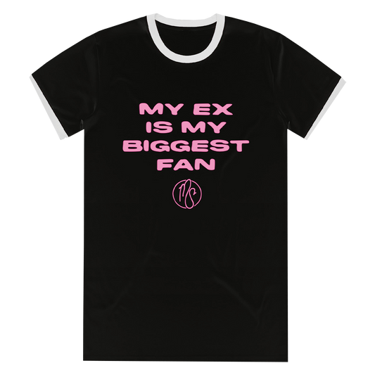 A classic black ringer tee with contrasting white ribbed binding at the neckline and sleeves, with custom Mod Sun artwork on the front and back.